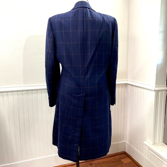 Rubin Bros Canada Trench Coat Jacket VTG Plaid Check Navy Classic Preppy Twee - Picture 5 of 16